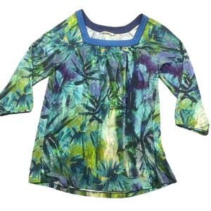Soft Surroundings New W/ Tags Small‎ Womens Tunic Odessa Blue Tropical